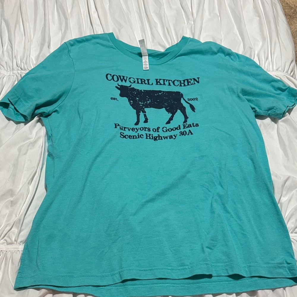 Cowgirl kitchen 30A Rosemary beach seaside XL Bella Canvas Turquoise Graphic Tee